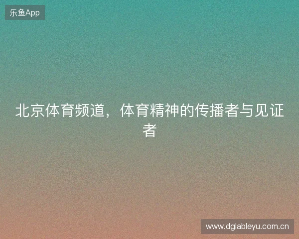 北京体育频道，体育精神的传播者与见证者